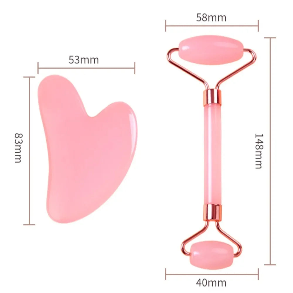 Radiant Glow Facial Set – Gua Sha Board & Face Roller ,  Facial Massage Instruments