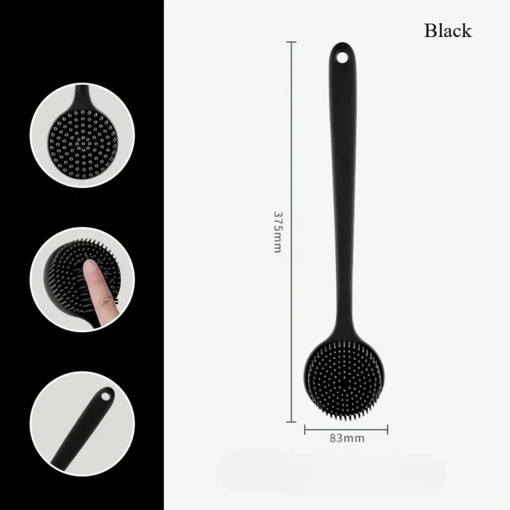 Soft Back Scrubber Brush Silicone Skin Massager Bath Shower Scrubbing Brush with Handle Body Wash Exfoliating Scrub Bath Supplie