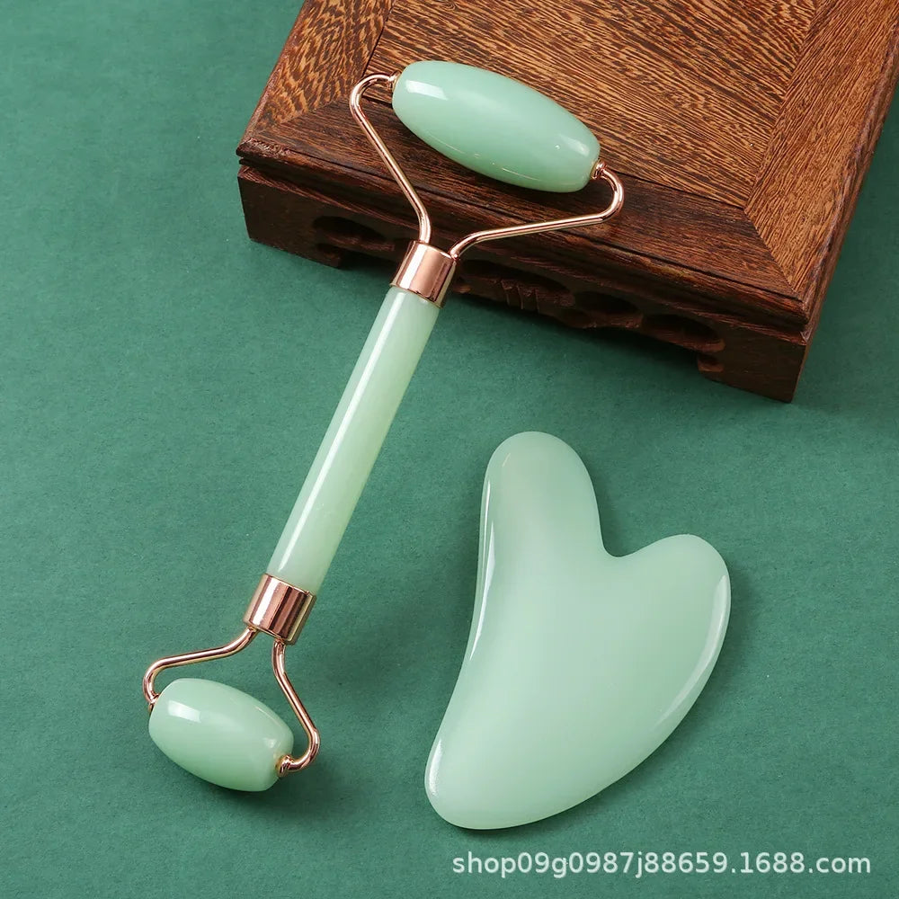 Radiant Glow Facial Set – Gua Sha Board & Face Roller ,  Facial Massage Instruments