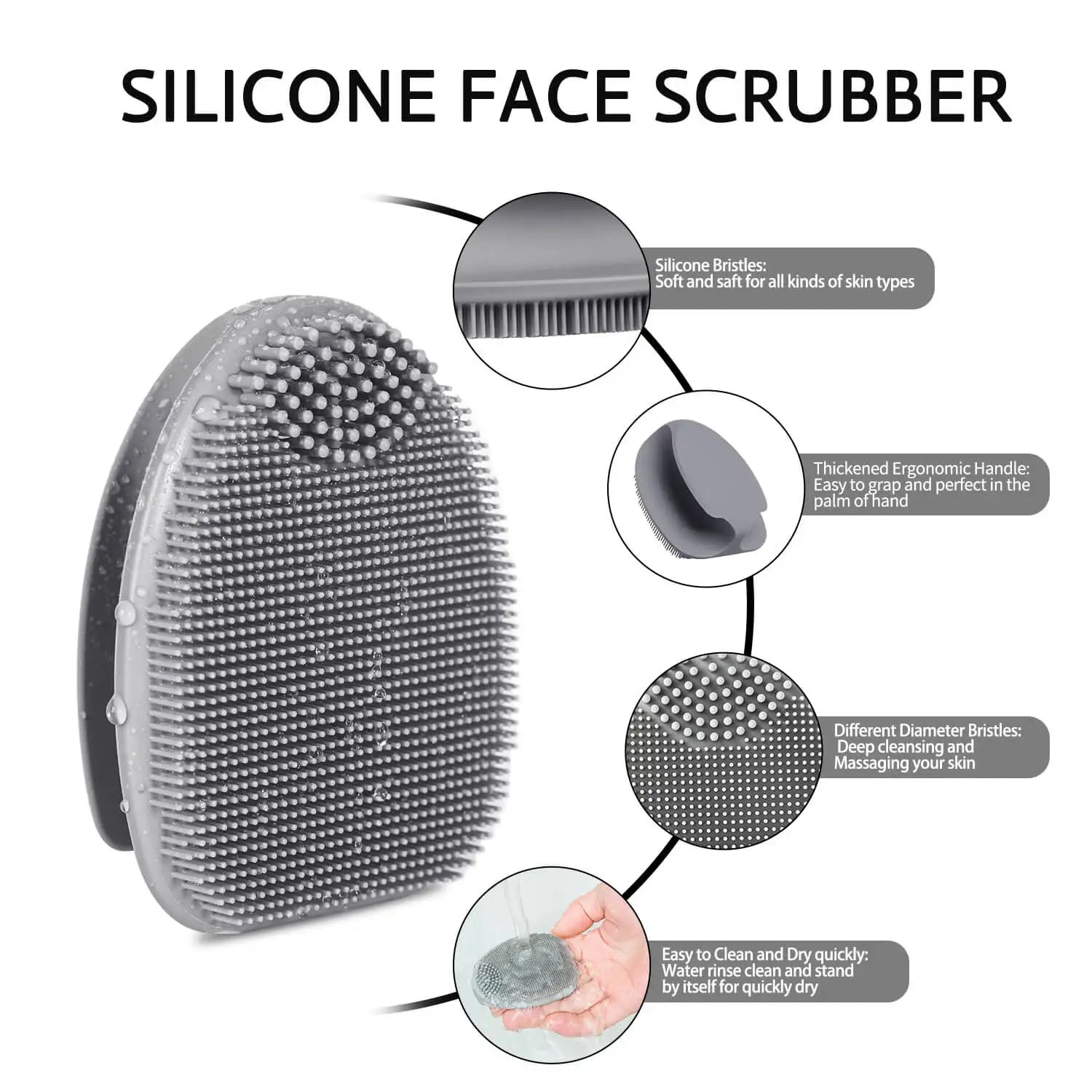 Silicone Face Scrubber, Face Scrubber for both Men and Women , Manual Face Exfoliator Brushes Scrubber,Facial Cleansing Brush for Exfoliating