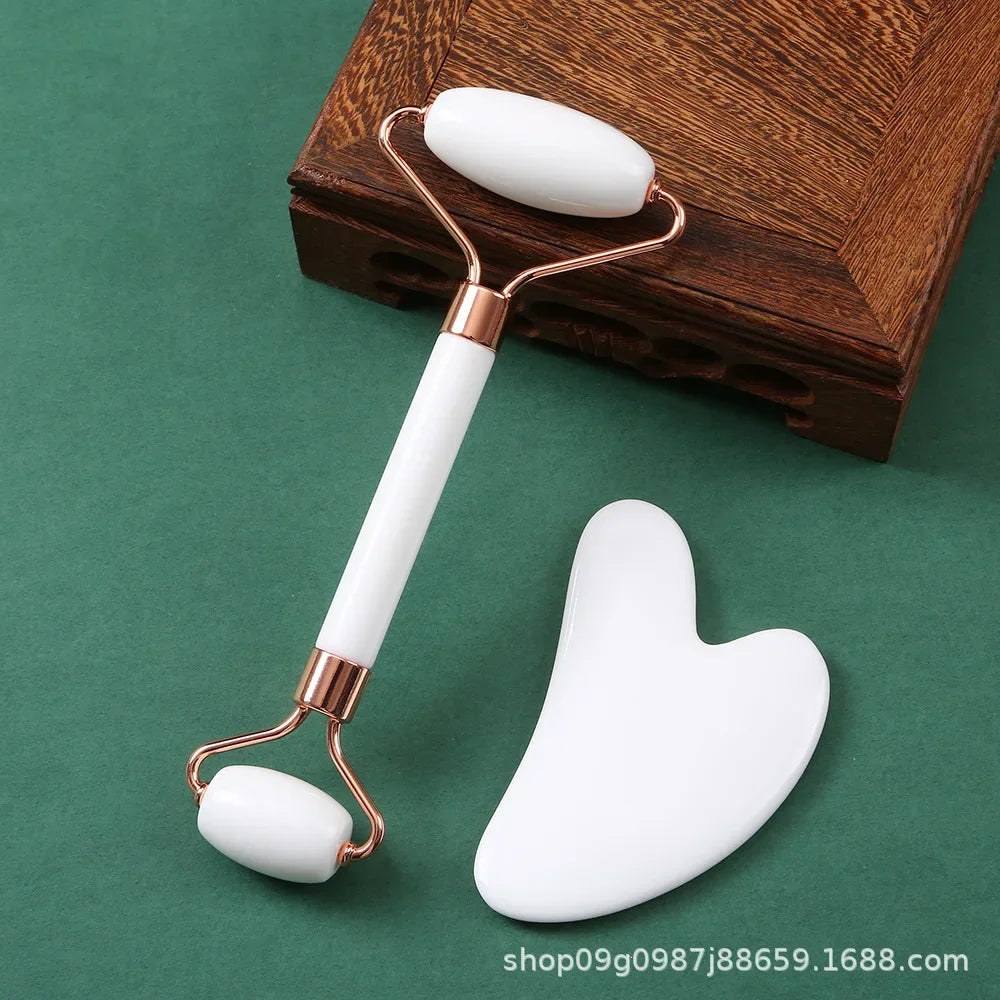 Radiant Glow Facial Set – Gua Sha Board & Face Roller ,  Facial Massage Instruments
