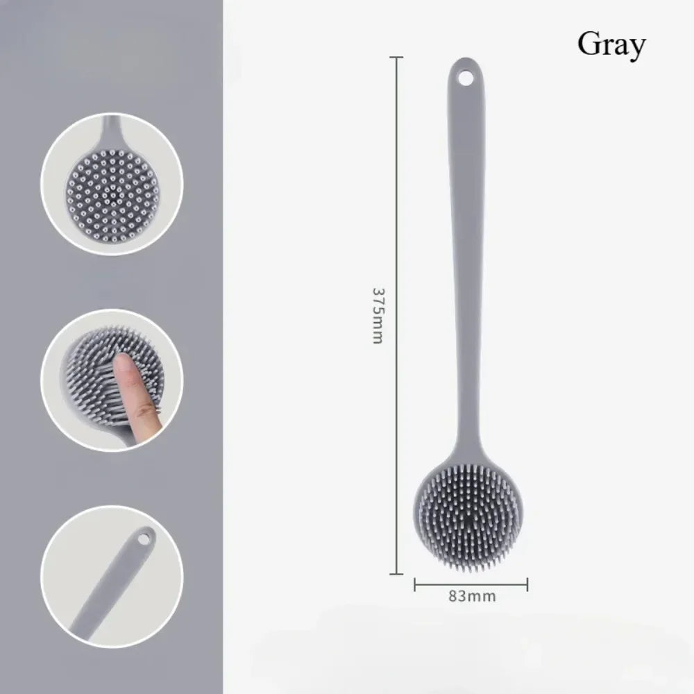 Soft Back Scrubber Brush Silicone Skin Massager Bath Shower Scrubbing Brush with Handle Body Wash Exfoliating Scrub Bath Supplie