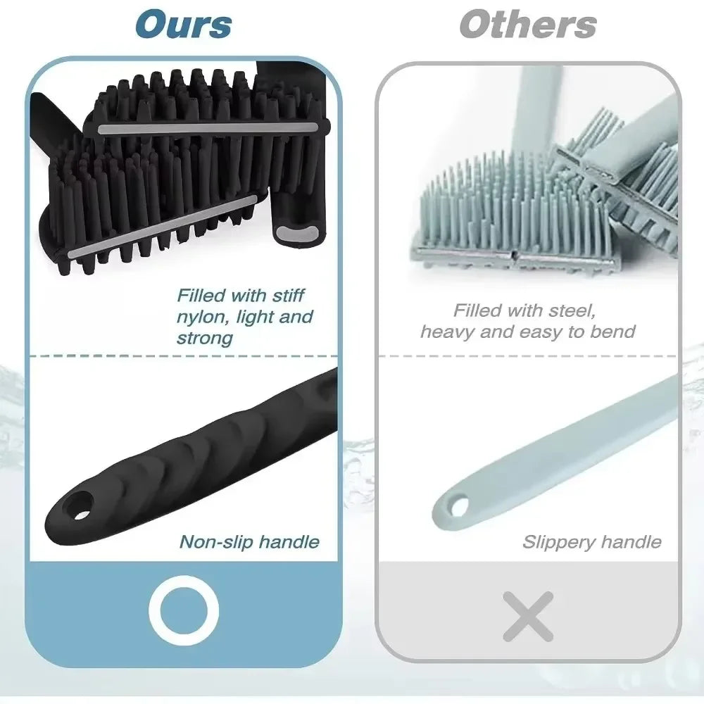 Soft Back Scrubber Brush Silicone Skin Massager Bath Shower Scrubbing Brush with Handle Body Wash Exfoliating Scrub Bath Supplie