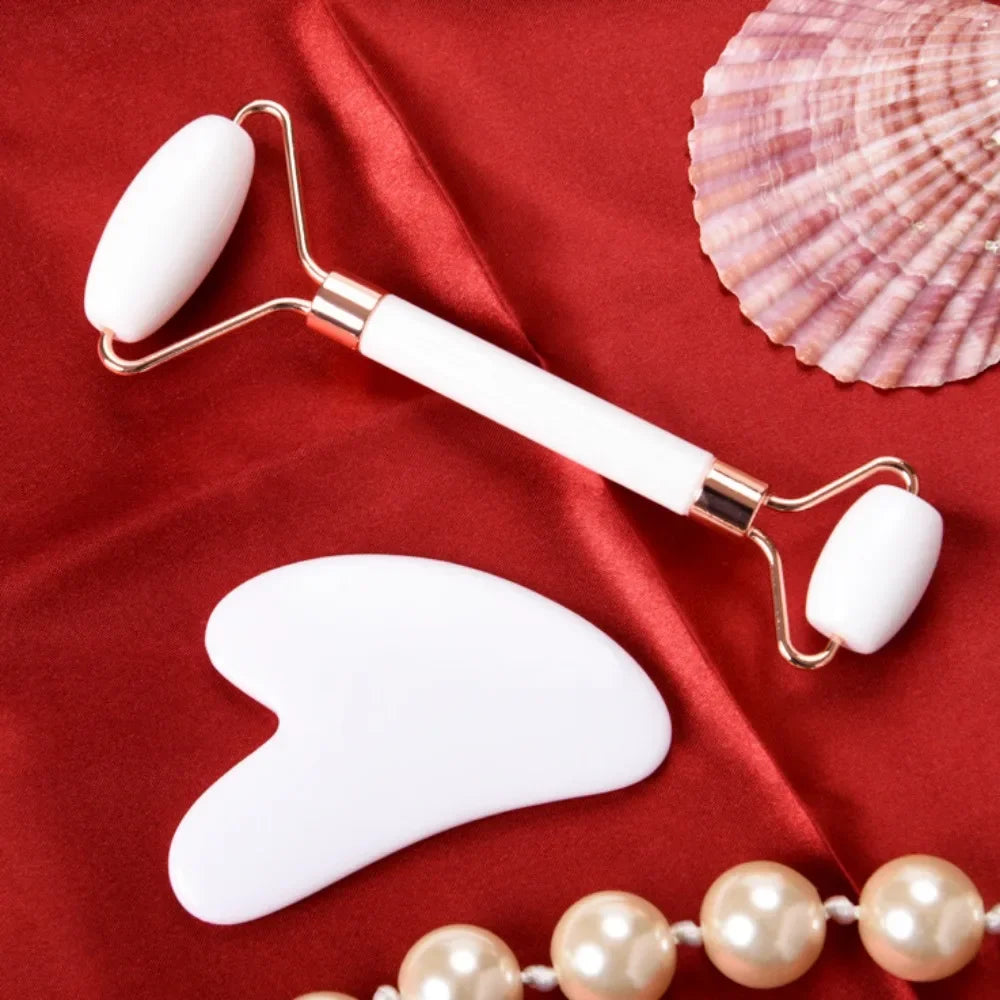 Radiant Glow Facial Set – Gua Sha Board & Face Roller ,  Facial Massage Instruments