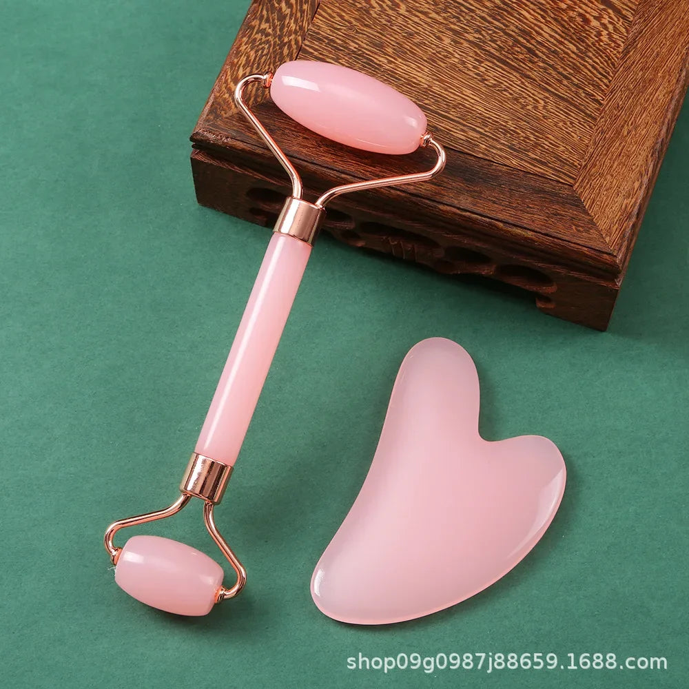 Radiant Glow Facial Set – Gua Sha Board & Face Roller ,  Facial Massage Instruments